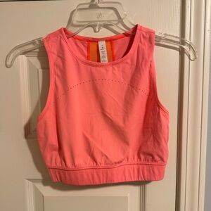 LULULEMON Hotty Hot Cropped Tank Highlight Orange Reflective LaserCut  Size 6